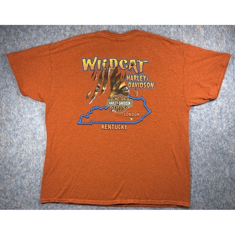Harley Davidson Wildcat London Kentucky Men's Orange T-Shirt Size 2XL